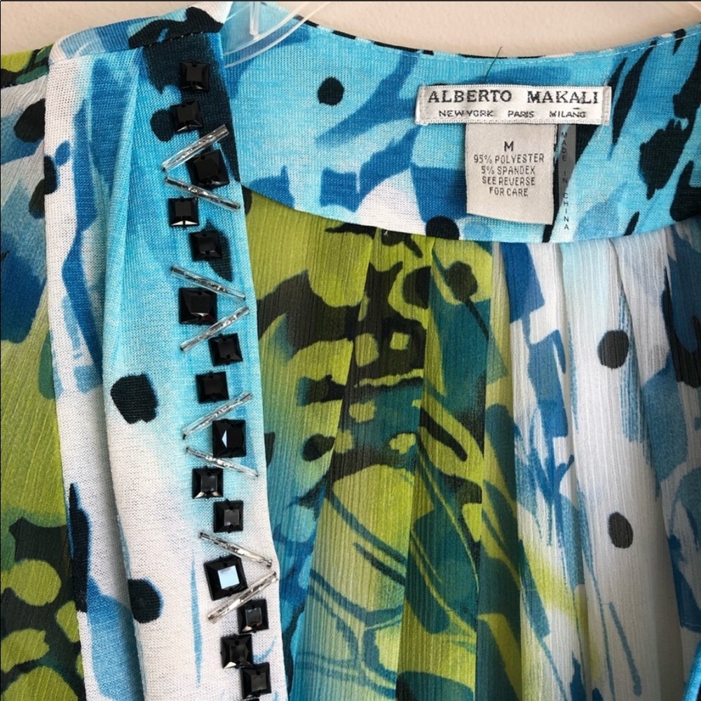 ALBERTO MAKALI Watercolor BlueGreen Bead Twist Top - Picture 3 of 6